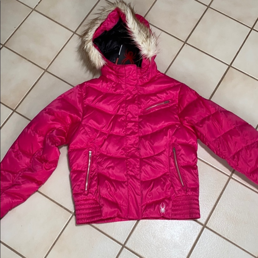 SOLD SPYDER Bomber Down Puffer Ski Snow Jacket Hot Pink